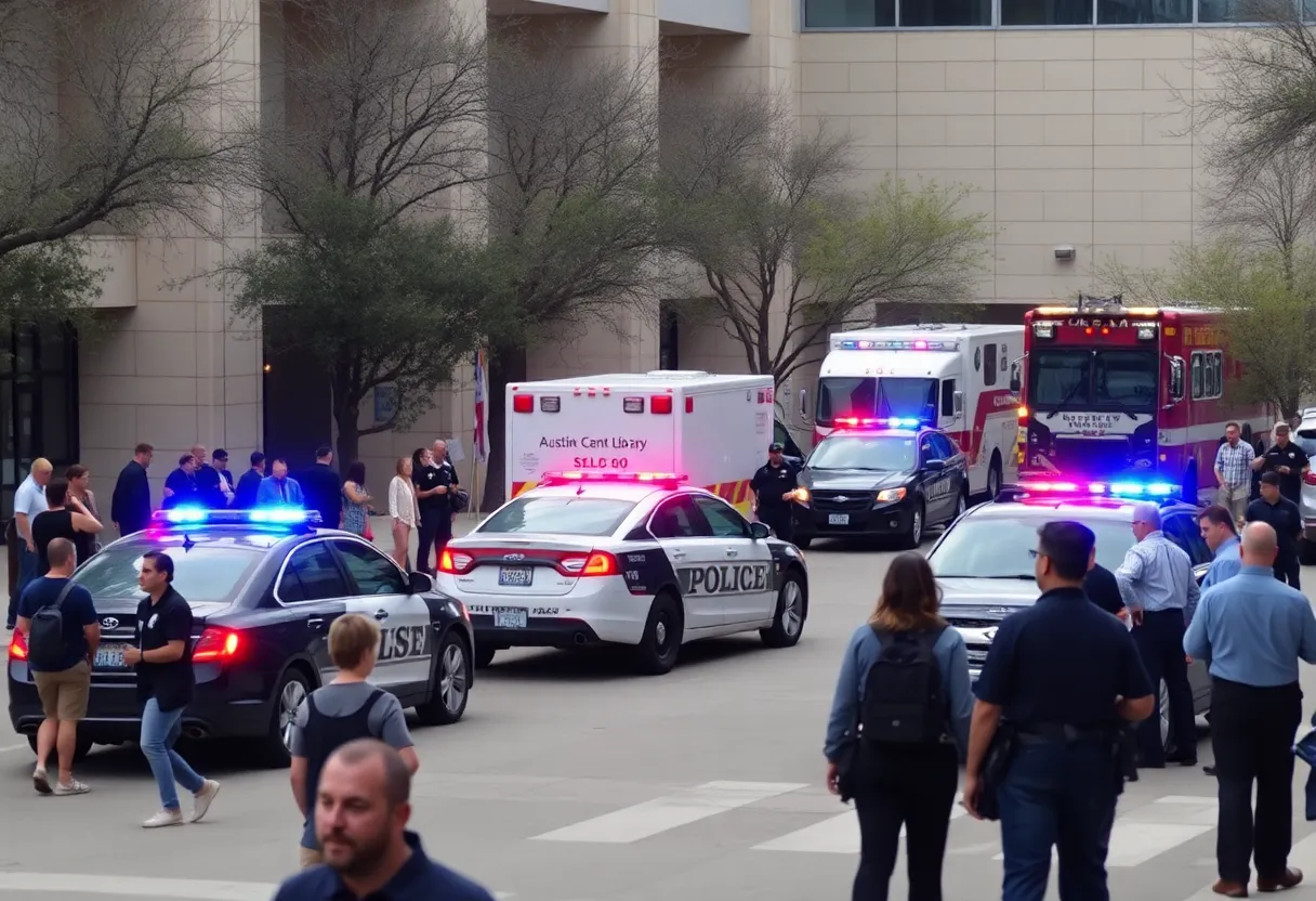 Austin Central Library with police response