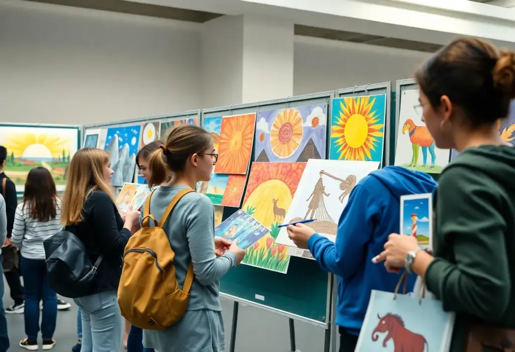 Students showcasing their art portfolios at the Sun City Portfolio Day.