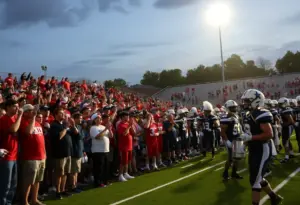 Action shot from a Texas high school football game during Week 7