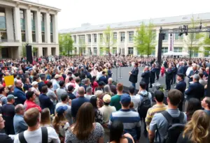 Crowd gathered for Turning Point USA event at a university