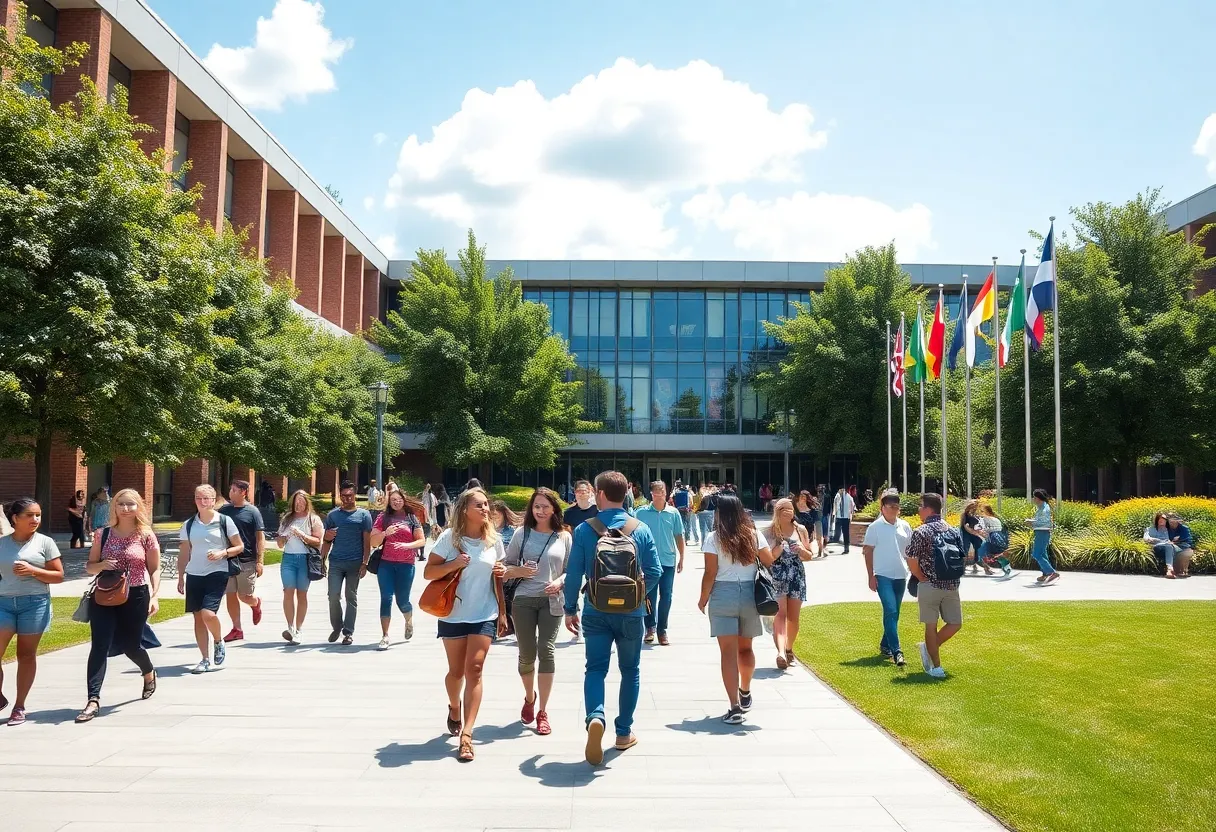 Diverse students on the University of Texas at Austin campus