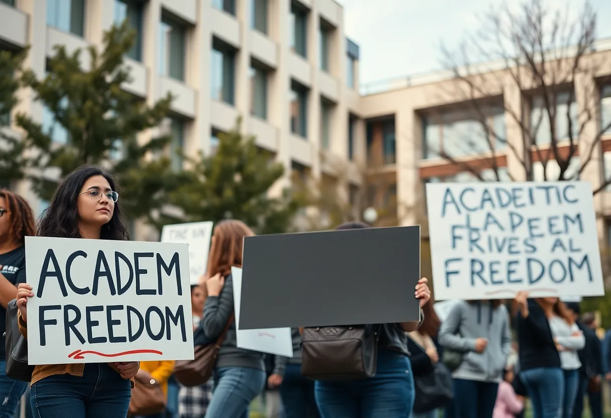Students protesting at the University of Texas at Austin