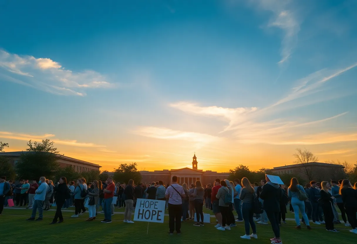 Students at Utah Valley University gathering for support and unity.