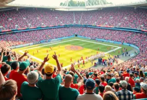 Fans cheering at a football game between Vanderbilt and Texas.