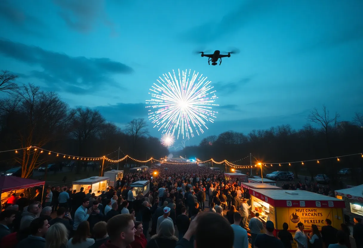 Crowd enjoying the New Year's Eve celebration at Auditorium Shores Austin