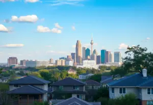 Austin TX skyline with residential properties showcasing the real estate market.