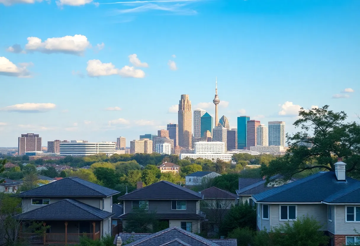 Austin TX skyline with residential properties showcasing the real estate market.