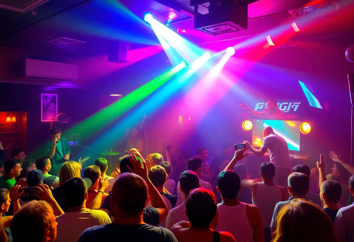 An energetic performance at B3 Summit 3 featuring a band in a lively nightclub.