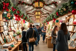 Local artists at Blue Genie Art Bazaar showcasing handmade crafts.