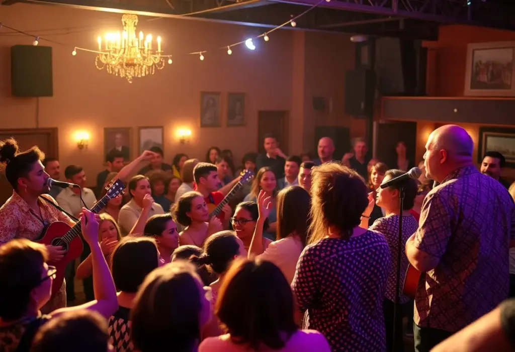 Community gathering celebrating the ChiBrations anniversary with artists performing live.