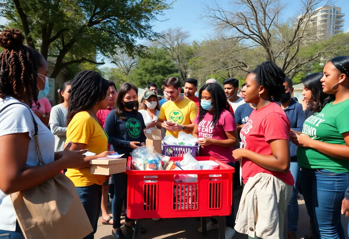 Volunteers organizing community support events in Austin.