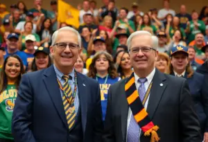 Mayoral wager between Bryan and Austin, showcasing community spirit