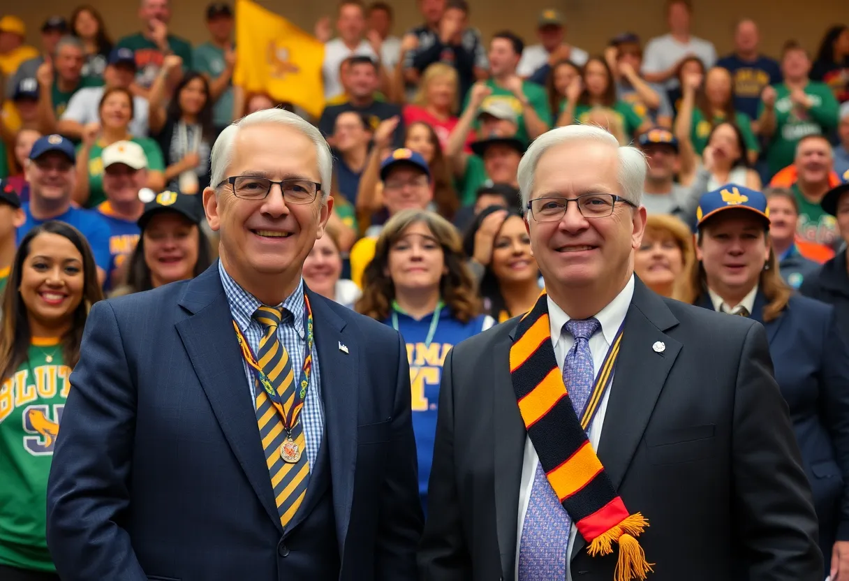 Mayoral wager between Bryan and Austin, showcasing community spirit