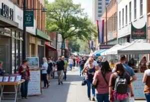 Community event showing support for businesses on East 12th Street in Austin