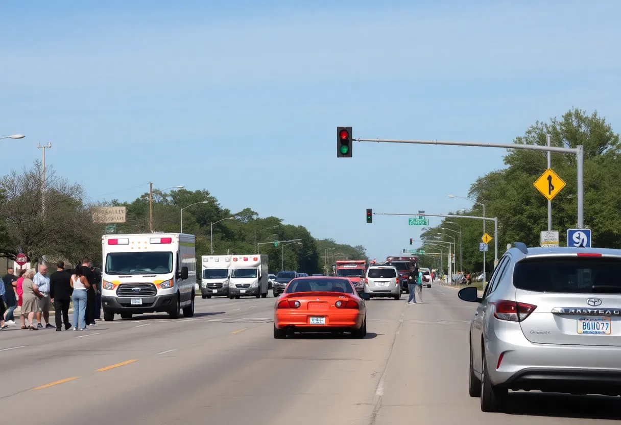 Scene of a fatal traffic crash in Austin with emergency services present