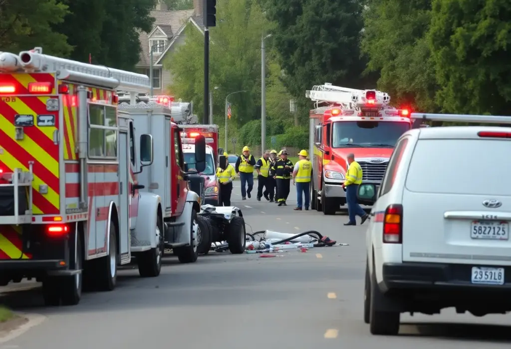 Emergency responders at the scene of a traffic accident in Georgetown, Texas.