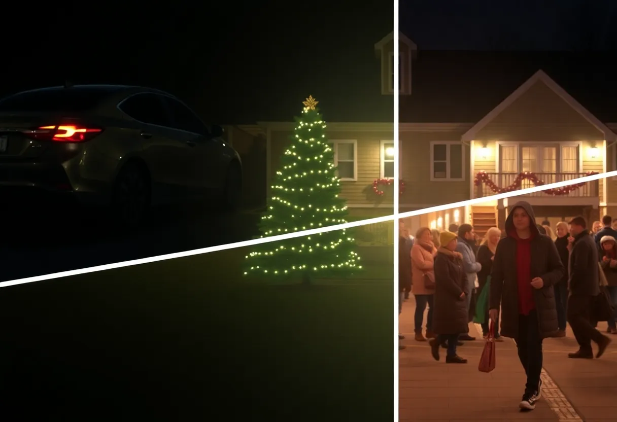 Collage of holiday safety tips including vehicle security, home safety, and personal awareness.