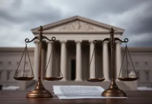 Abstract representation of justice and legal action