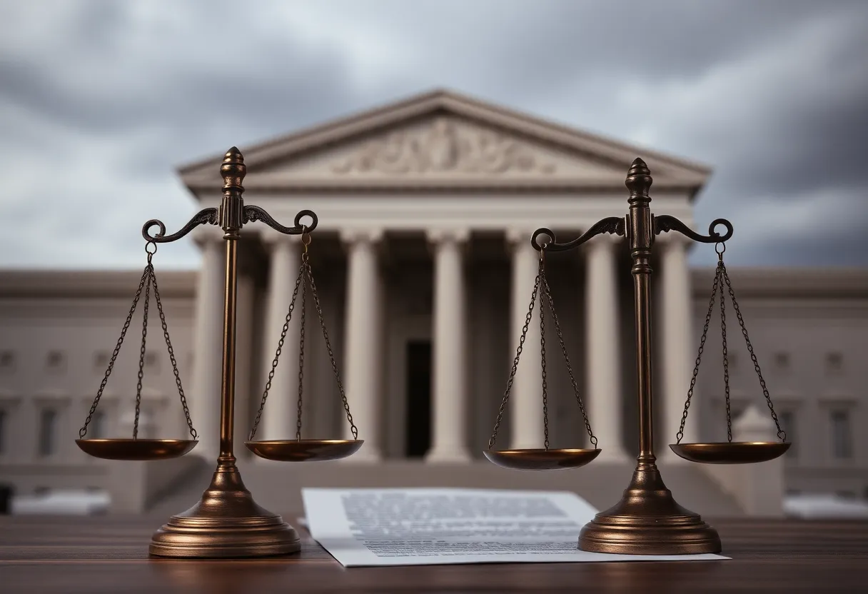 Abstract representation of justice and legal action