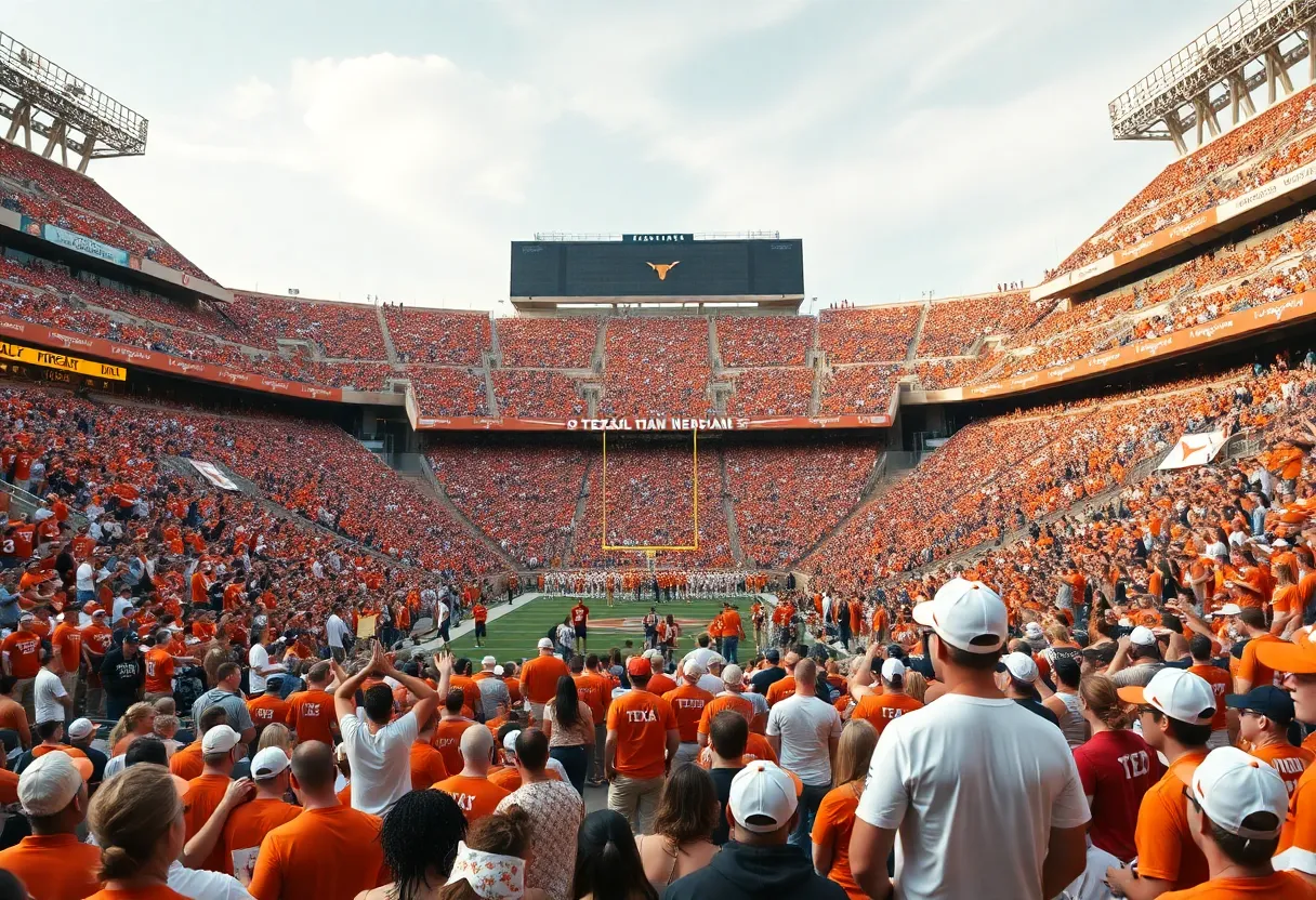 Fans cheering at the Lone Star Showdown in Austin, Texas