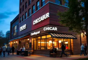 Exterior view of Portillo's restaurant opening in College Station, Texas