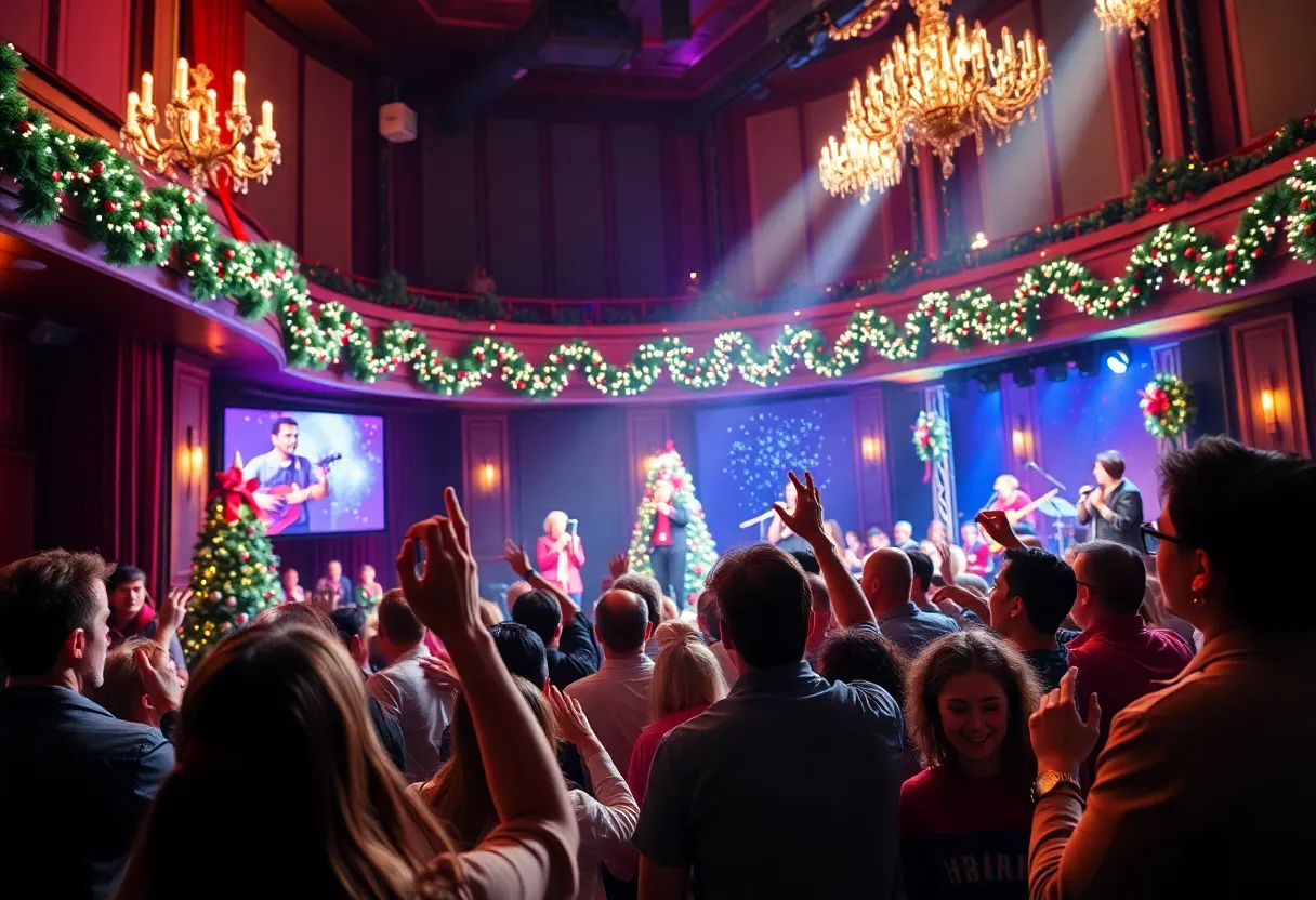 Live music performance during the Rematch Holiday Show in Austin