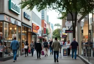 Shoppers in Austin navigating retail stores during cautious economic conditions.