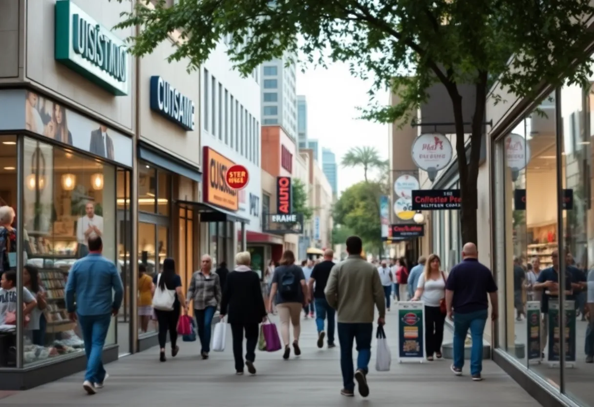 Shoppers in Austin navigating retail stores during cautious economic conditions.