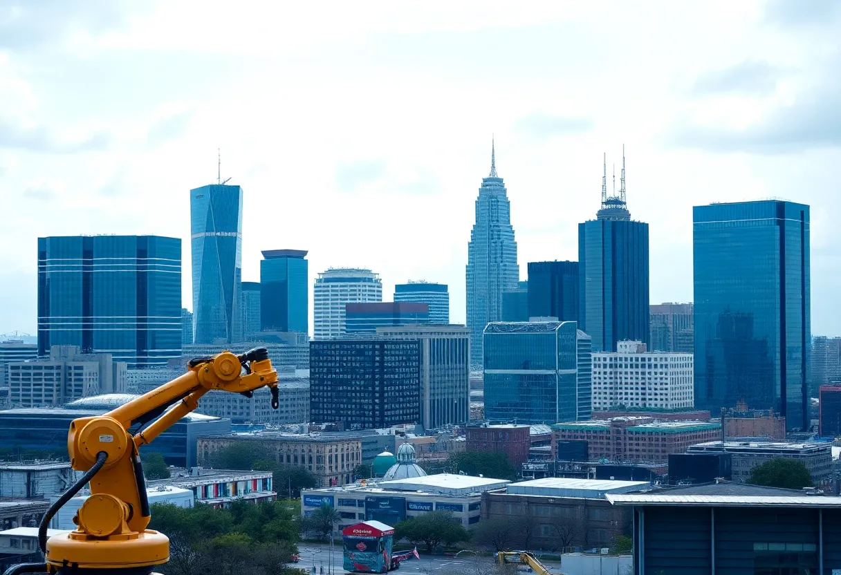 San Antonio skyline with AI technology elements