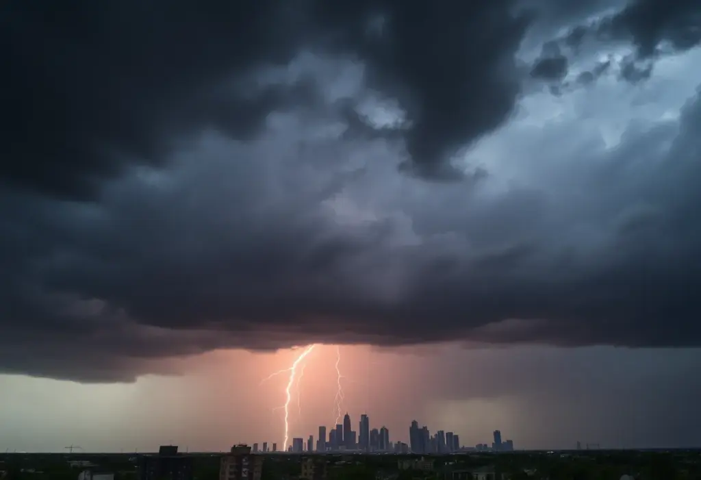 Dramatic storm clouds over Texas city