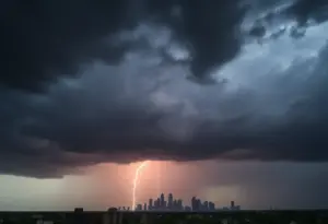 Dramatic storm clouds over Texas city