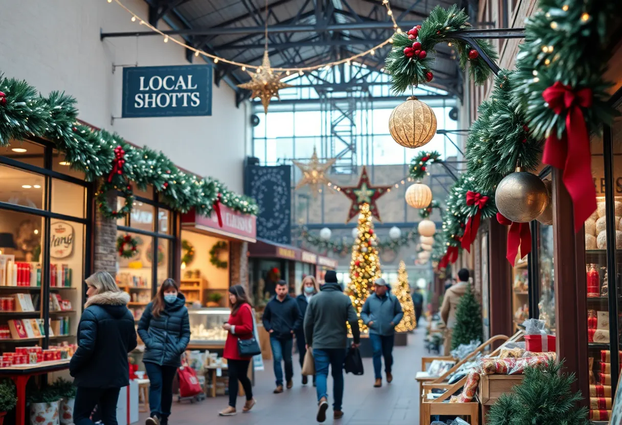 Residents shopping in local Austin businesses during the holiday season.