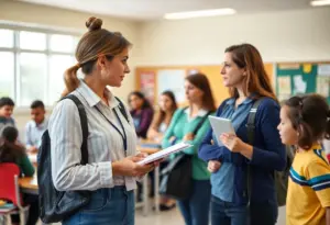 Illustration representing teacher-student professional boundaries in a school setting.