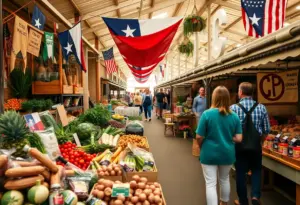 Marketplace display of Texas-made products