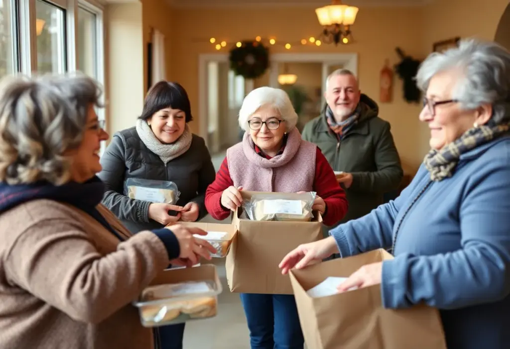 Volunteers delivering Thanksgiving meals to seniors