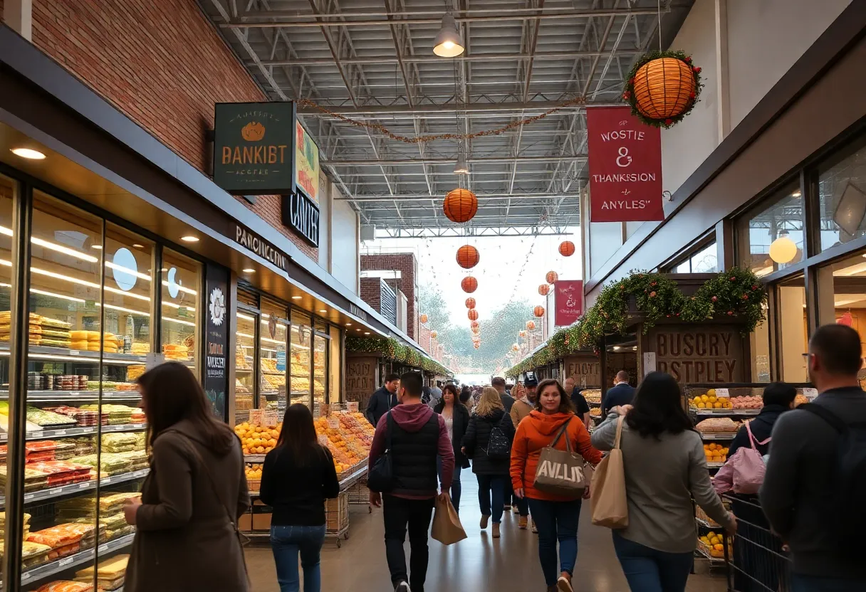 Families shopping in Austin stores during Thanksgiving holiday