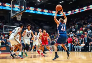 UConn women's basketball team playing during a match