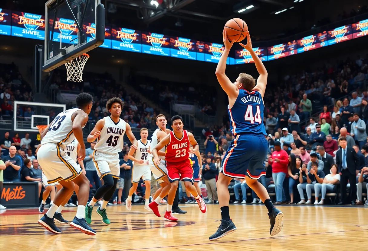 UConn women's basketball team playing during a match