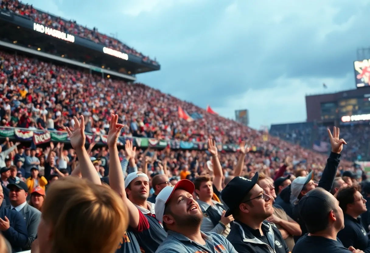 Fans cheering at the NCAA Football Championship Game