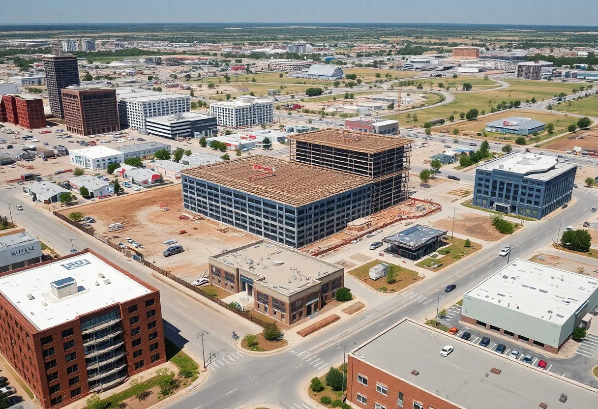 Aerial view of Abilene, Texas highlighting new AI facility and ongoing construction.
