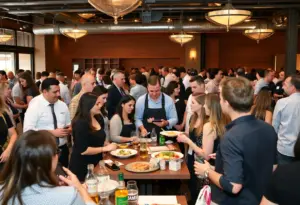 Crowd of restaurateurs networking at the Accelerate event in Austin TX