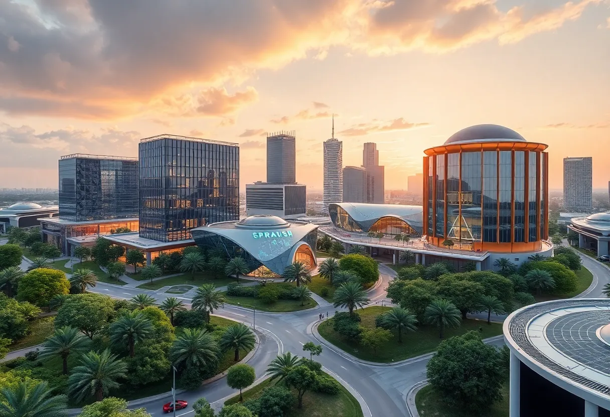 Futuristic landscape depicting AI technology in Texas.