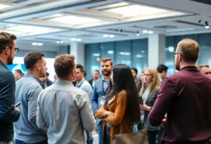 Attendees at the Akash Network Community Meetup discussing decentralized technologies