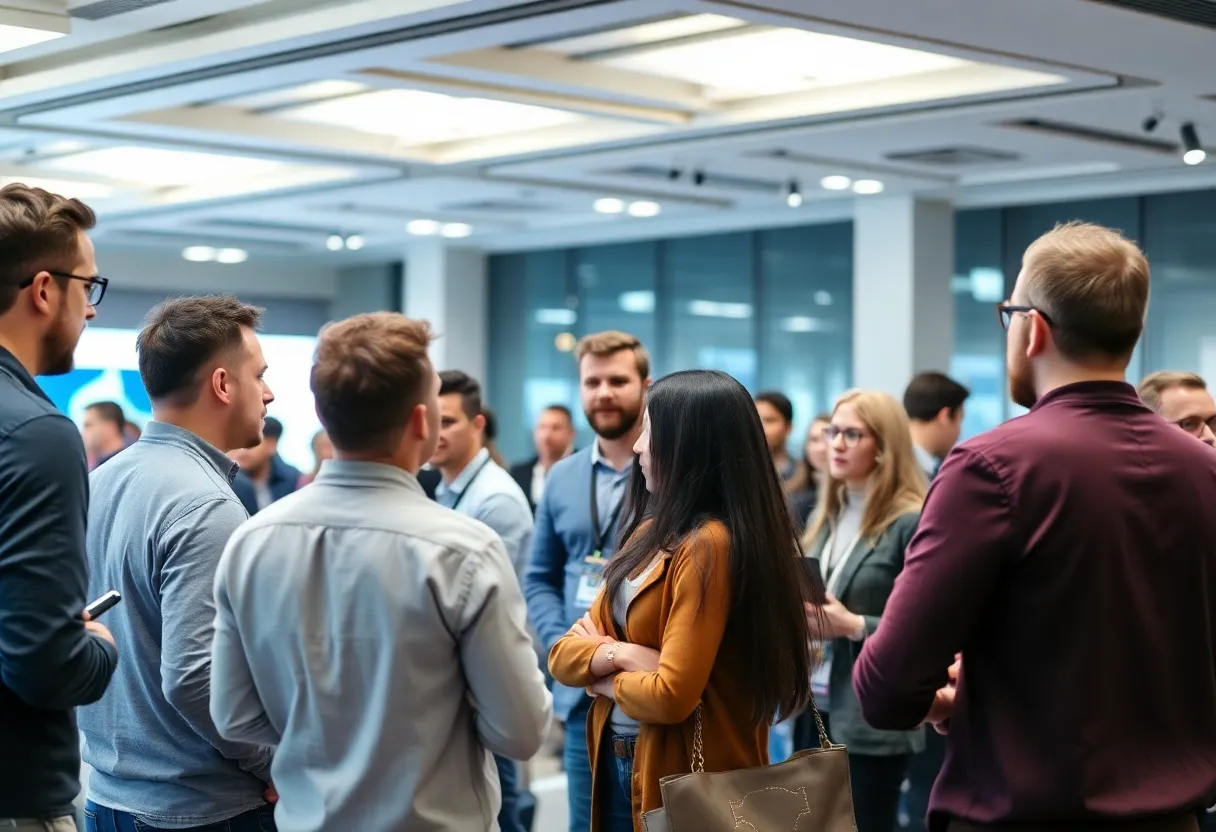 Attendees at the Akash Network Community Meetup discussing decentralized technologies
