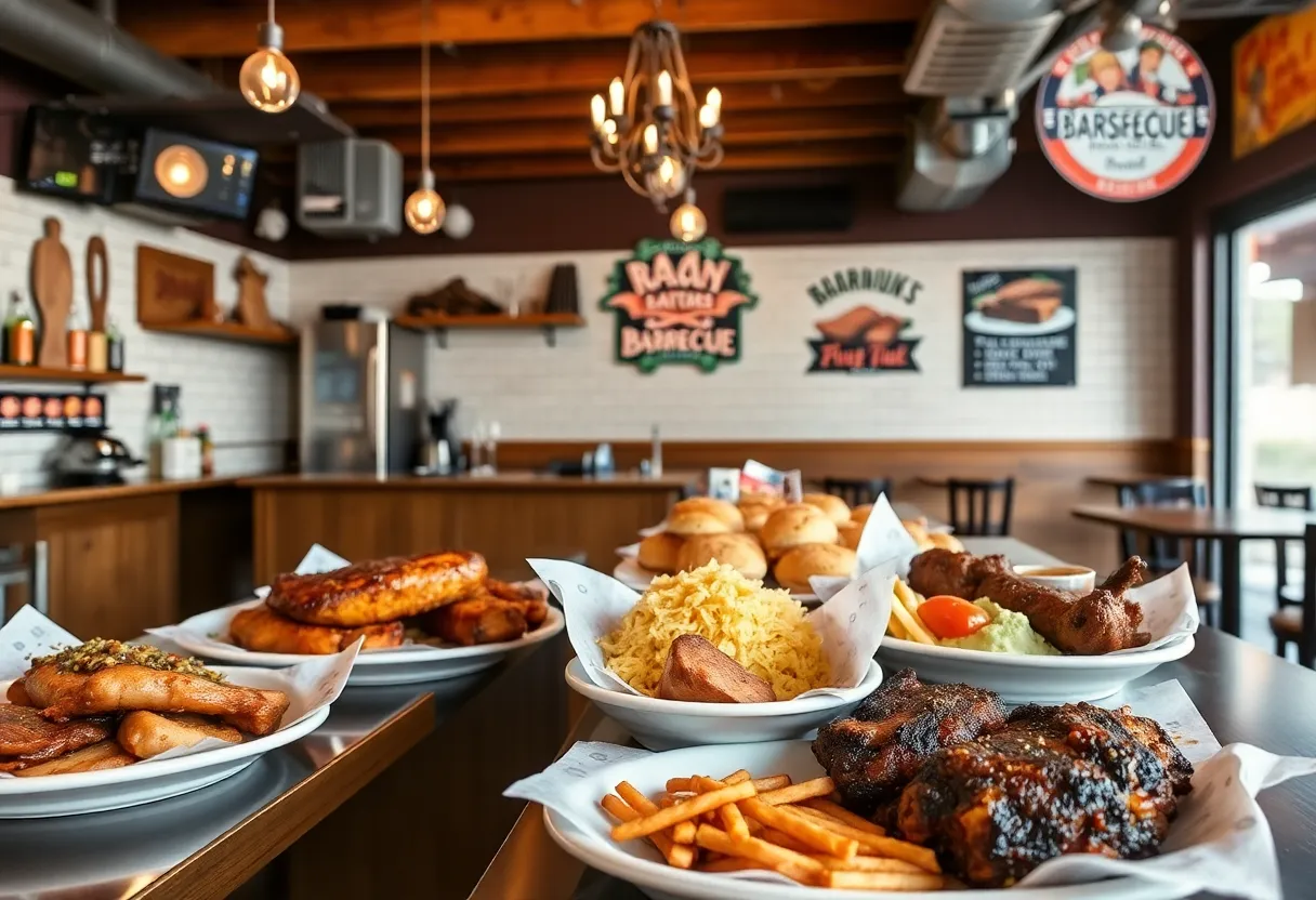 Barbecue dishes at Two Goose Market & Barbecue in Austin