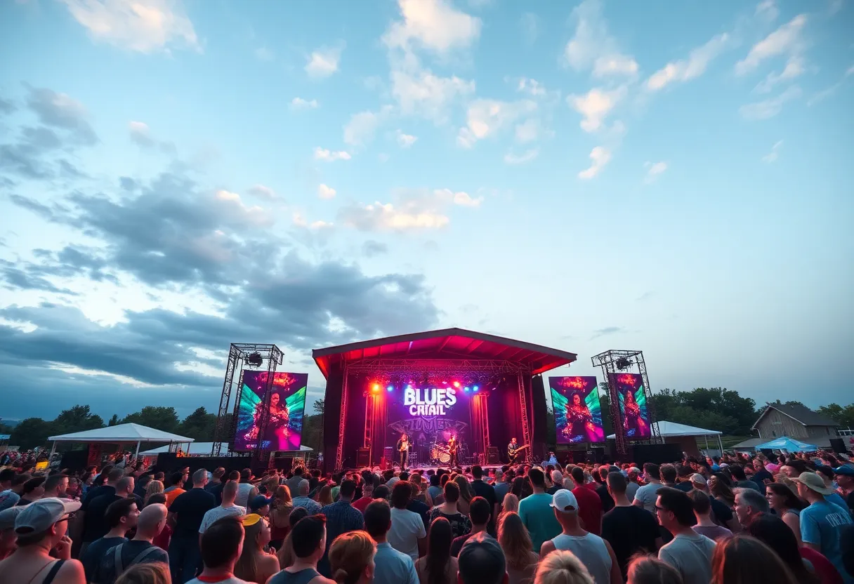 Crowd at the Austin Blues Festival enjoying live music
