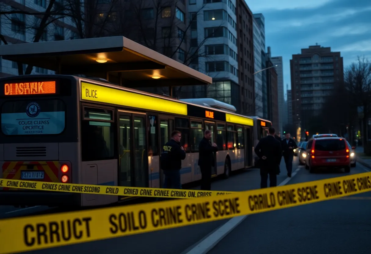 Police investigating a bus stop shooting scene in downtown Austin