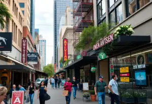 A vibrant Austin city scene with local entrepreneurs and businesses