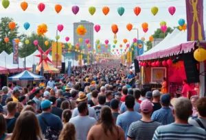 Crowd enjoying the Austin festivals with music and festivities.