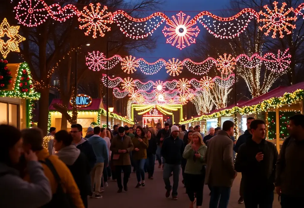 Festive holiday lights at a community event in Austin